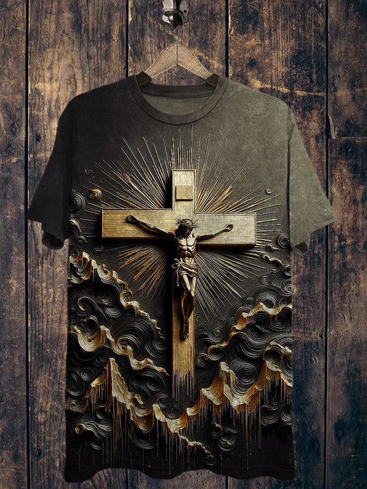 Religious Printed Vintage Fashion Loose Short Sleeve T-Shirt