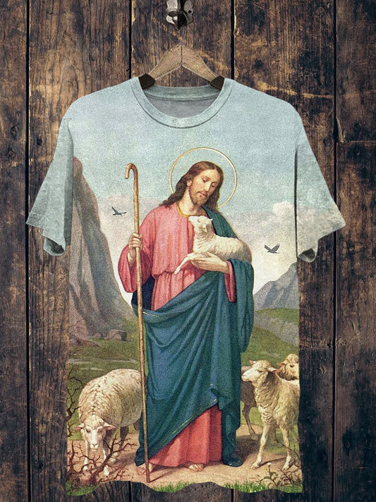 Religious Printed Vintage Fashion Loose Short Sleeve T-Shirt