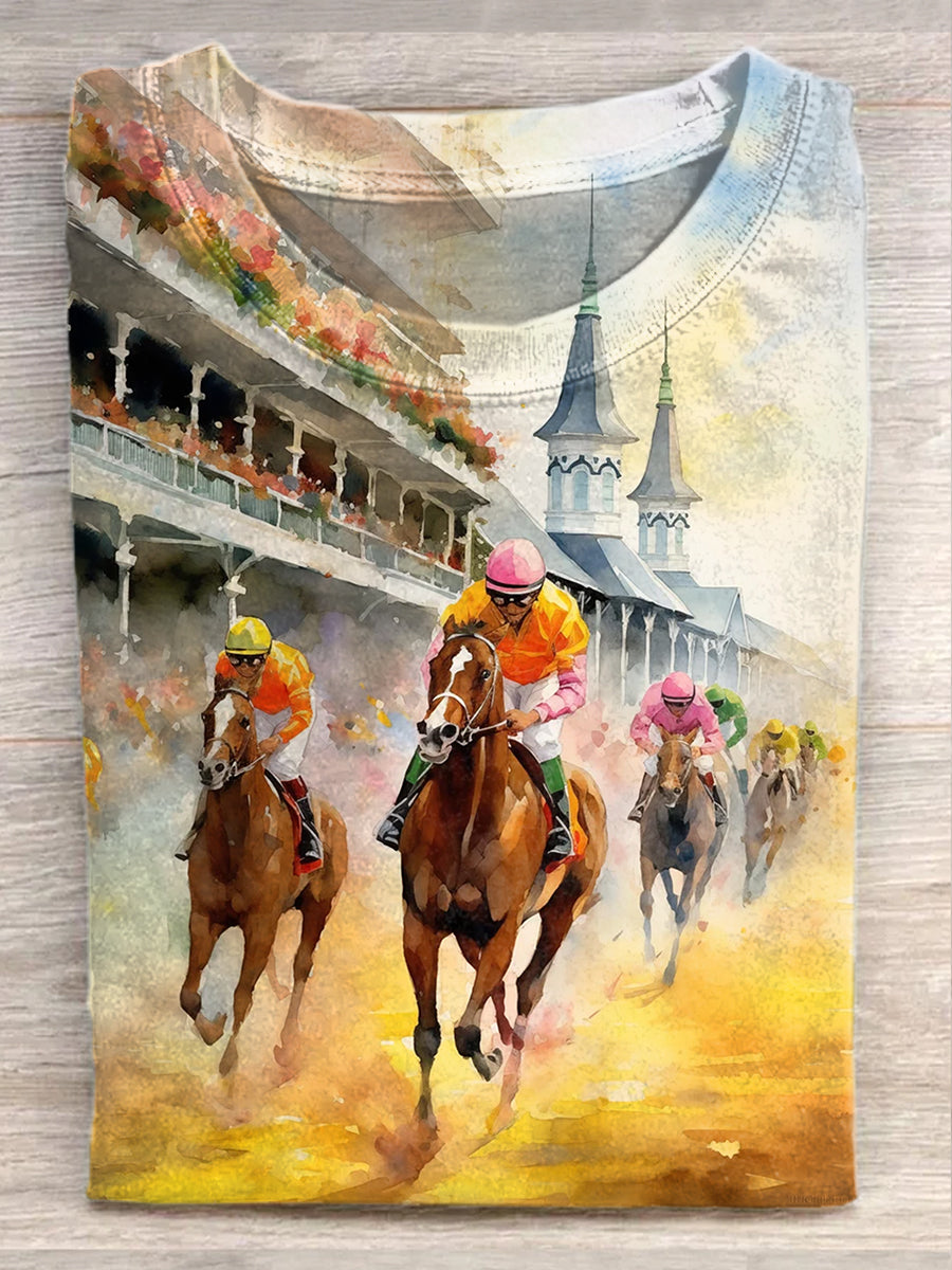 Vintage Kentucky Derby Art Print Casual T-Shirt
