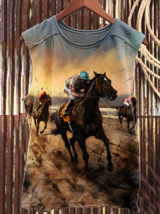 Vintage Kentucky Derby Art Print Casual Tank Top