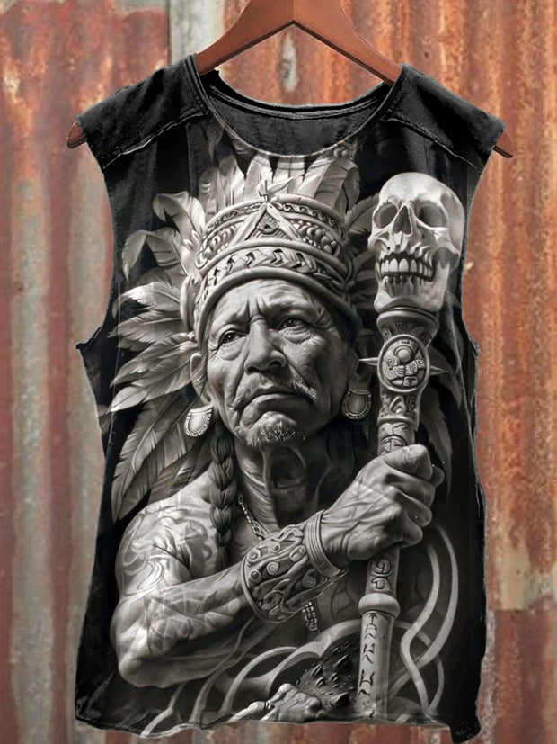 Fashionable Graffiti Art Print Casual Cotton Tank Top