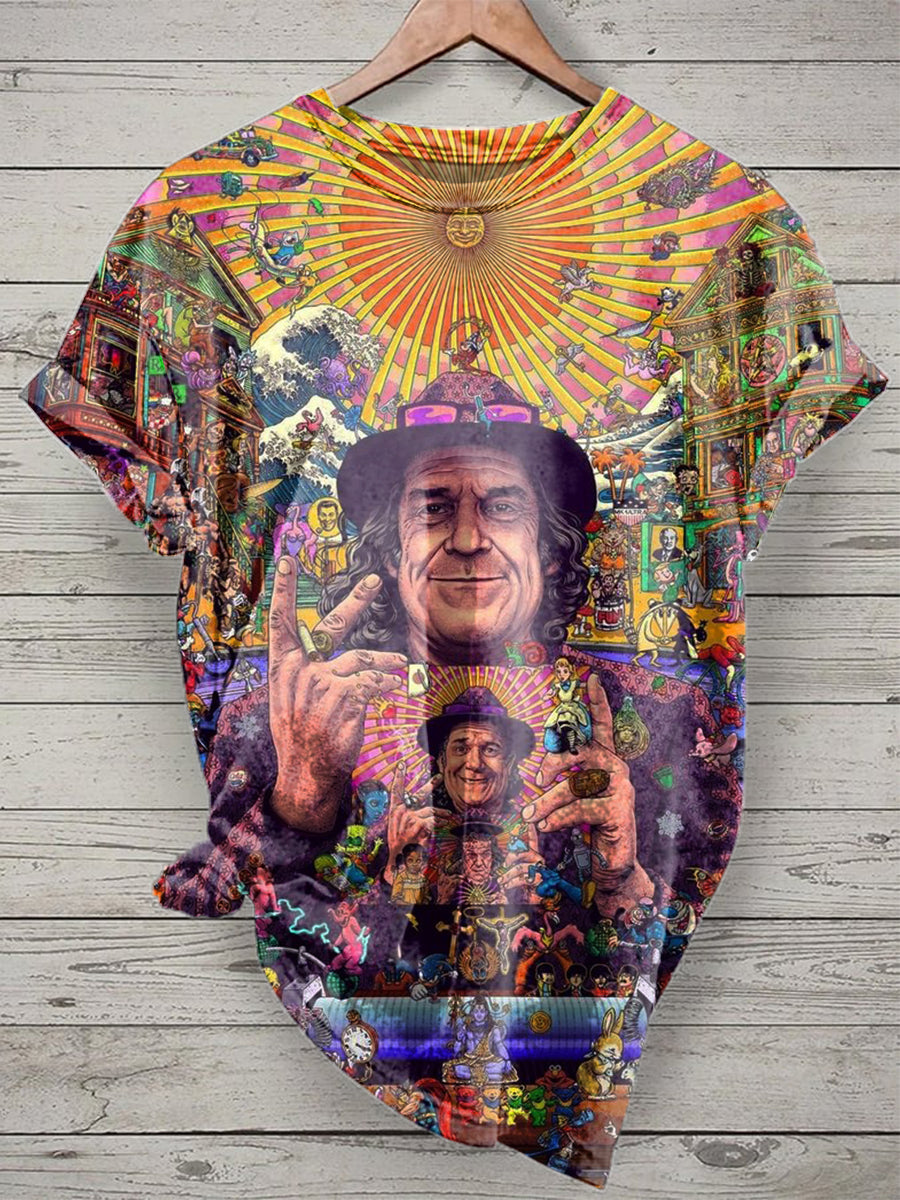 Retro Mystical Graffiti Art Print Casual T-Shirt