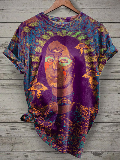 Retro Mystical Graffiti Art Print Casual T-Shirt