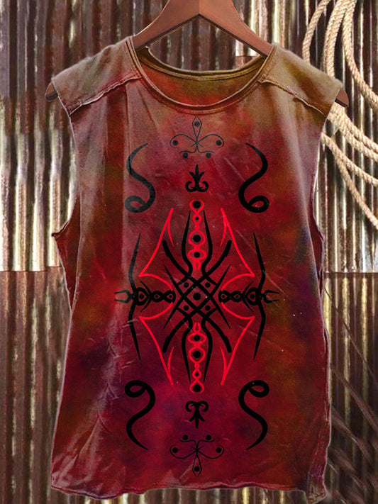 Fashionable Graffiti Art Print Casual Cotton Tank Top