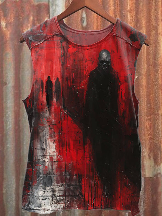 Fashionable Graffiti Art Print Casual Cotton Tank Top