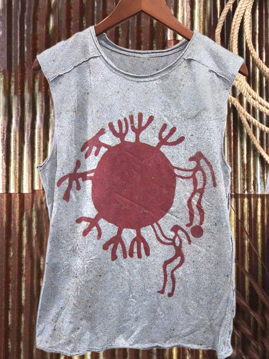 Fashionable Graffiti Art Print Casual Cotton Tank Top