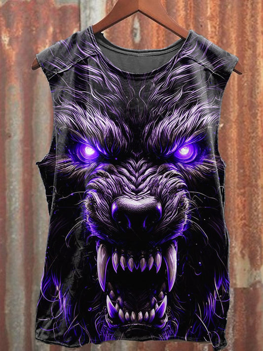 Men's Casual Wolf Printed Tank Top