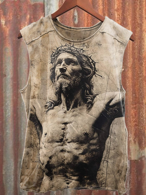 Fashion Graffiti Jesus Art Print Casual Cotton Tank Top