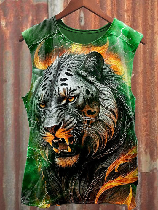 Men's Casual Tiger Printed Tank Top