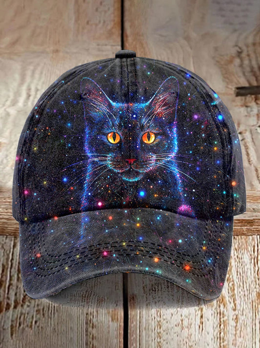 Fashion Starry Cat Art Print Casual Baseball Cap