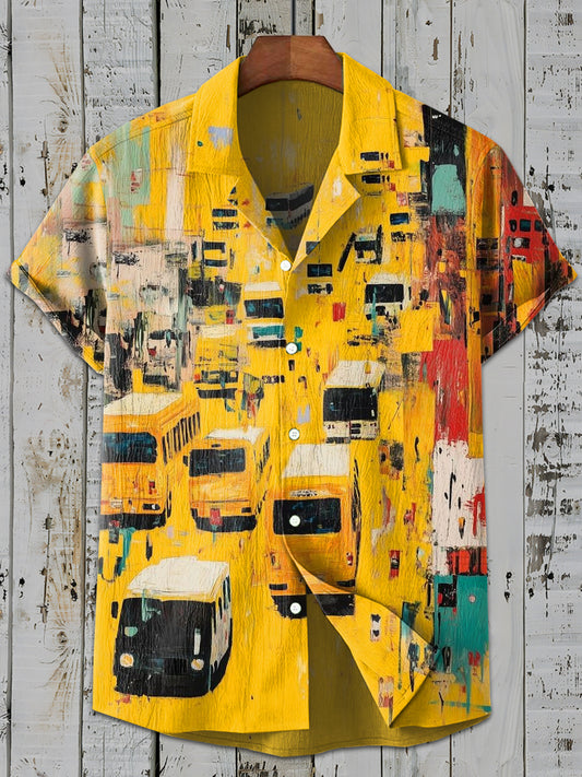 Retro Fashion Graffiti Print Casual Short Sleeve Shirt