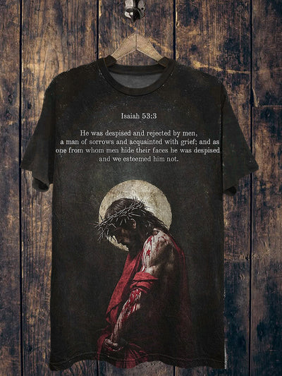Jesus Printed Vintage Fashion Loose Short Sleeve T-Shirt