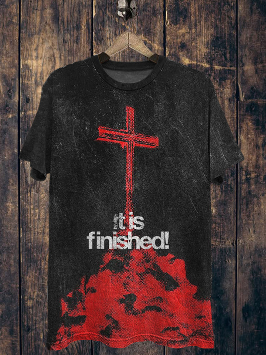 Cross Printed Vintage Fashion Loose Short Sleeve T-Shirt