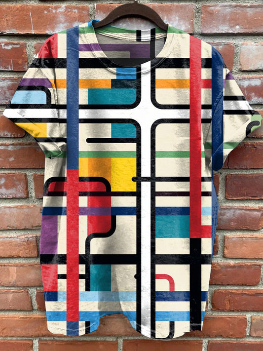 Retro Fashion Graffiti Printed Casual Short Sleeves