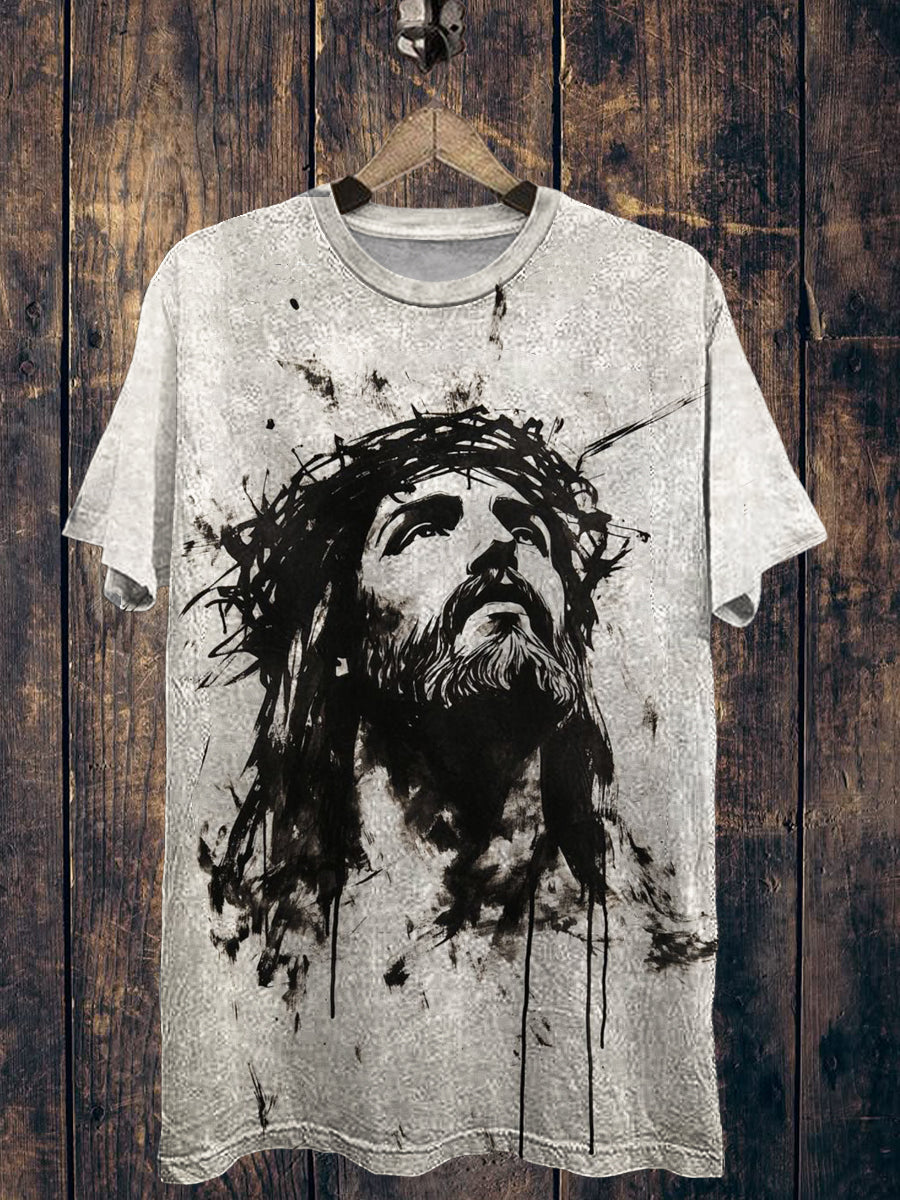 Jesus Printed Vintage Fashion Loose Short Sleeve T-Shirt