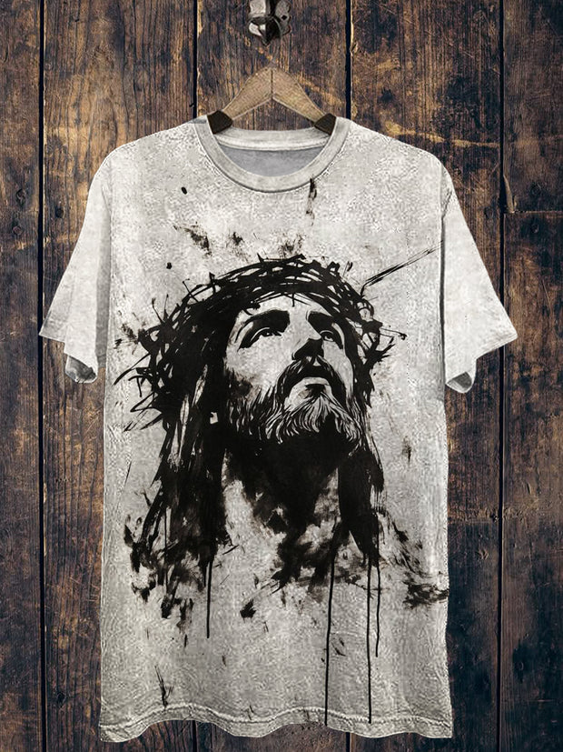 Jesus Printed Vintage Fashion Loose Short Sleeve T-Shirt