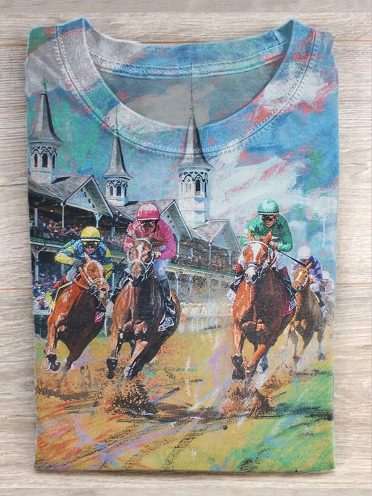 Vintage Kentucky Derby Art Print Casual T-Shirt