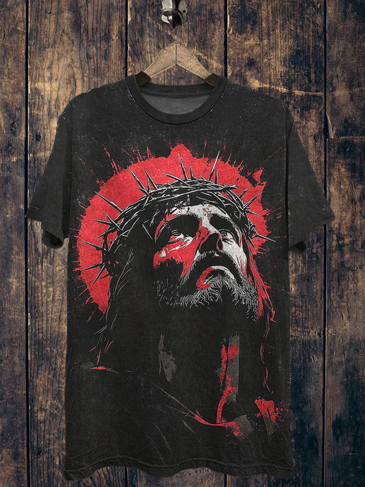 Jesus Printed Vintage Fashion Loose Short Sleeve T-Shirt