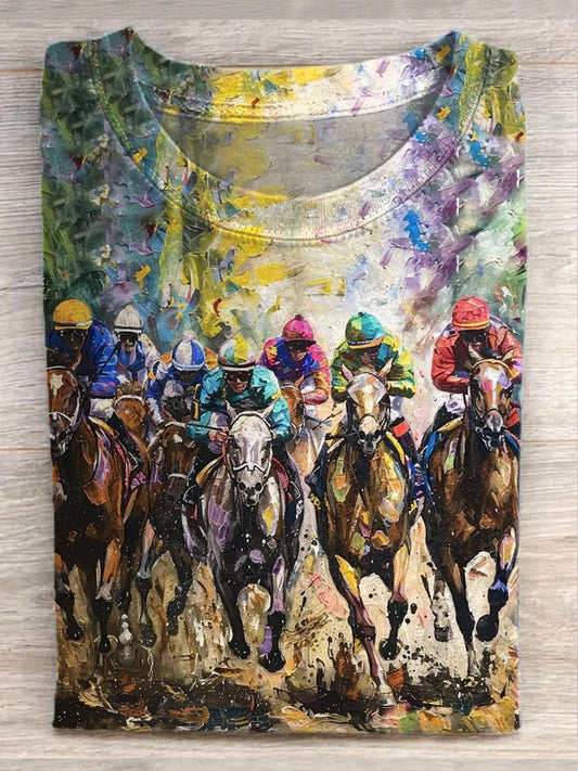 Vintage Kentucky Derby Art Print Casual T-Shirt