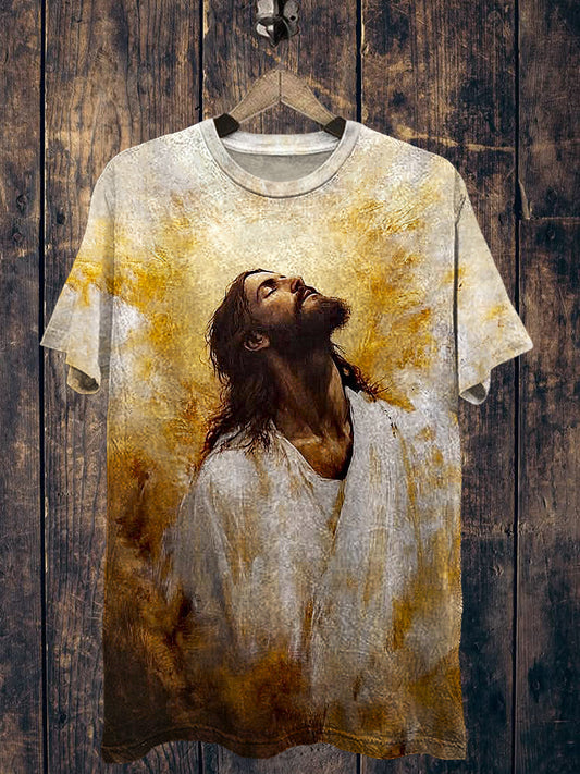 Jesus Printed Vintage Fashion Loose Short Sleeve T-Shirt
