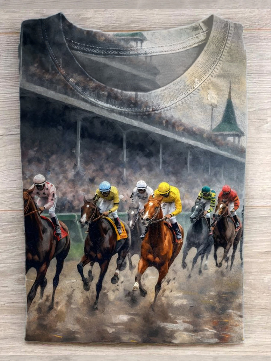 Vintage Kentucky Derby Art Print Casual T-Shirt