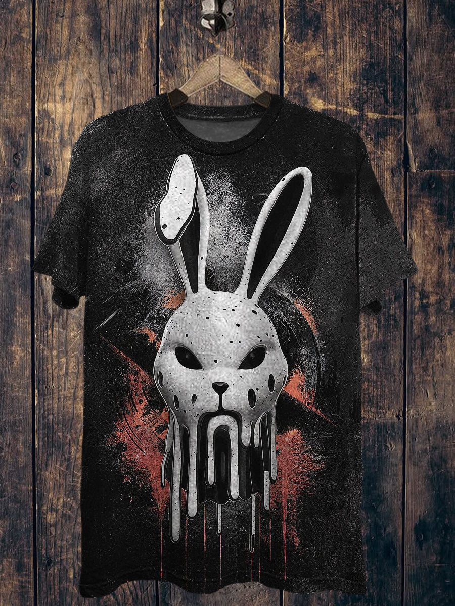 Easter Bunny Printed Vintage Fashion Loose Short Sleeve T-Shirt