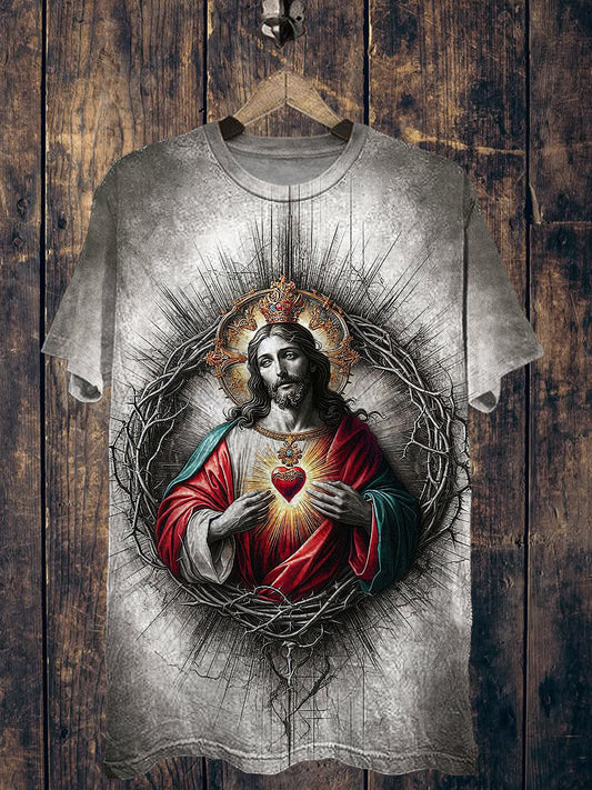 Religion Printed Vintage Fashion Loose Short Sleeve T-Shirt