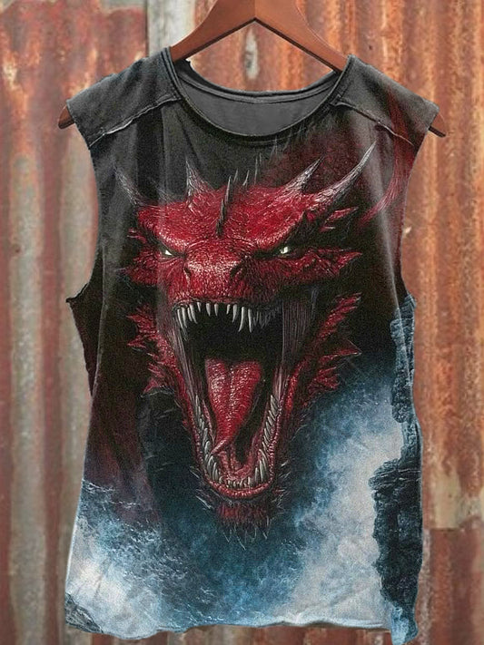Men's Casual Dragon Printed Tank Top
