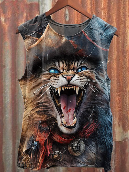 Men's Casual Cat Printed Tank Top