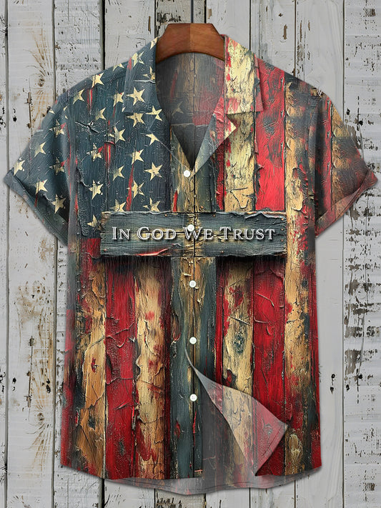 Vintage Jesus Art Print Casual Shirt