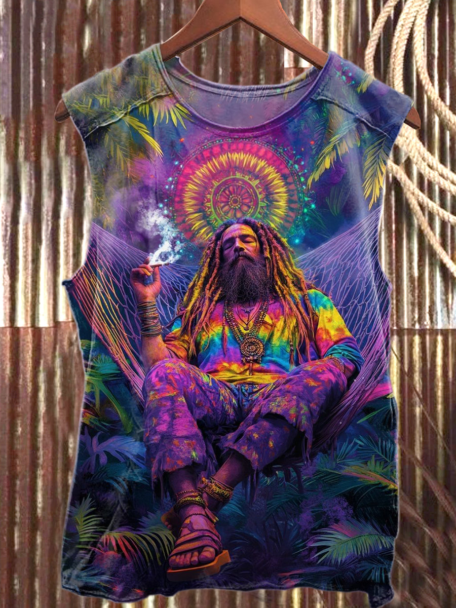 Retro Fantasy World Art Print Casual Tank Top