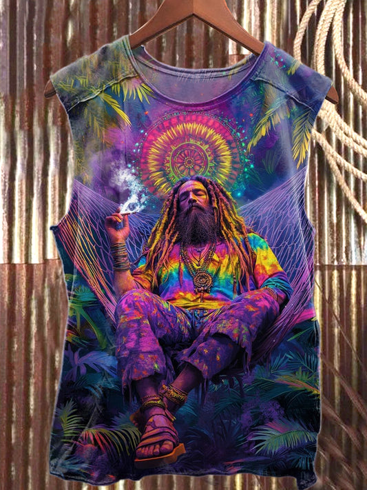 Retro Fantasy World Art Print Casual Tank Top