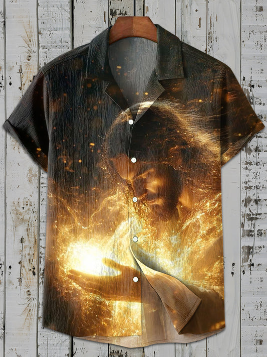 Vintage Gorgeous Jesus Art Print Casual Shirt