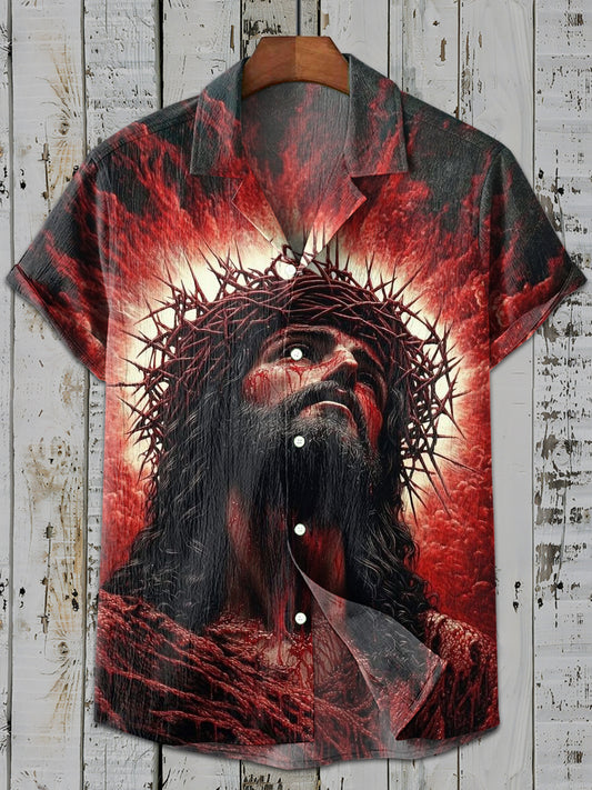 Vintage Gorgeous Jesus Art Print Casual Shirt