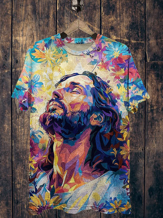 Jesus Printed Vintage Fashion Loose Short Sleeve T-Shirt