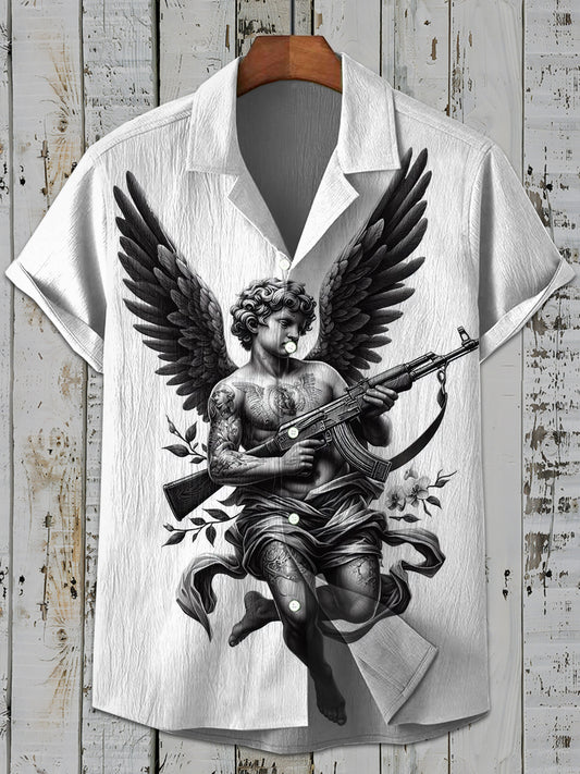 Vintage Graffiti Angel Art Print Casual Shirt