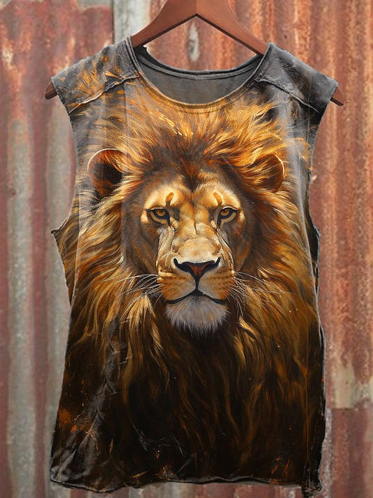 Men's Casual Lion Printed Tank Top