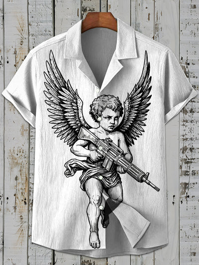 Vintage Graffiti Angel Art Print Casual Shirt