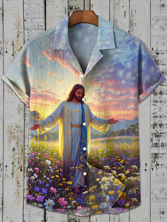 Vintage Gorgeous Jesus Art Print Casual Shirt