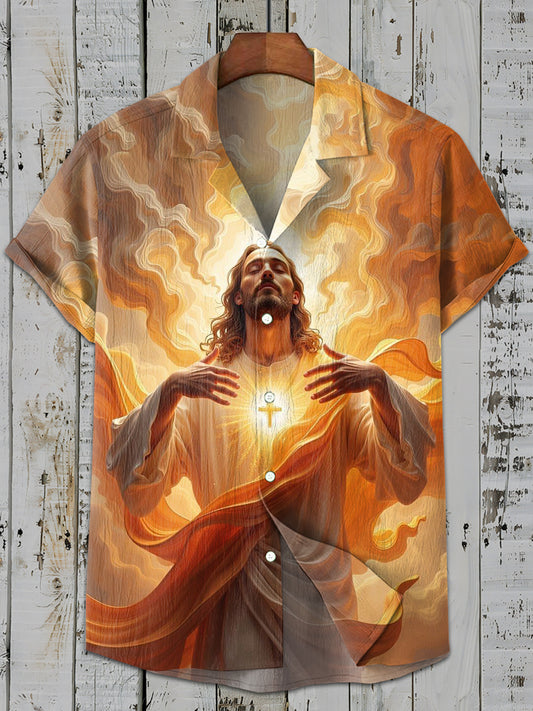 Vintage Gorgeous Jesus Art Print Casual Shirt