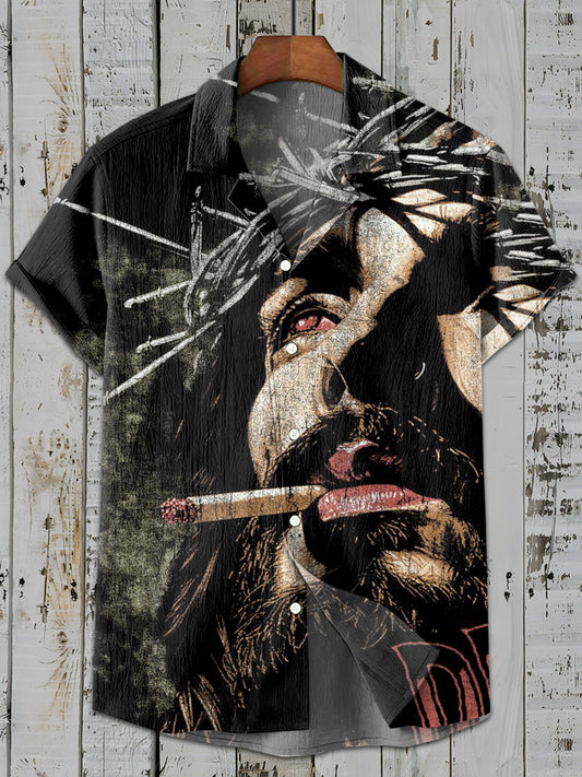Vintage Gorgeous Jesus Art Print Casual Shirt