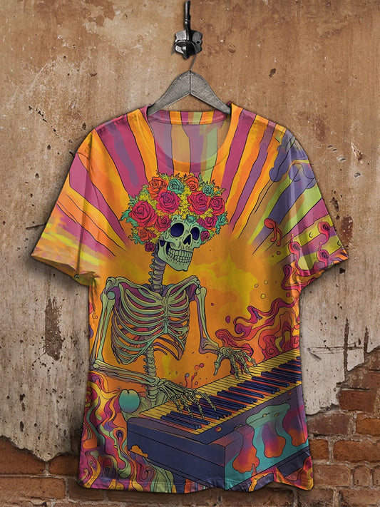 Retro Fashion Skull Art Print Casual T-shirt