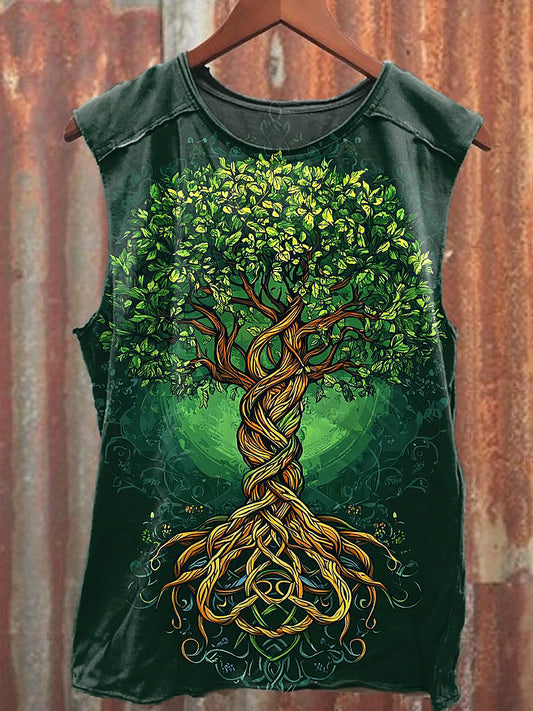 Men's Casual Tree of Life Printed Tank Top