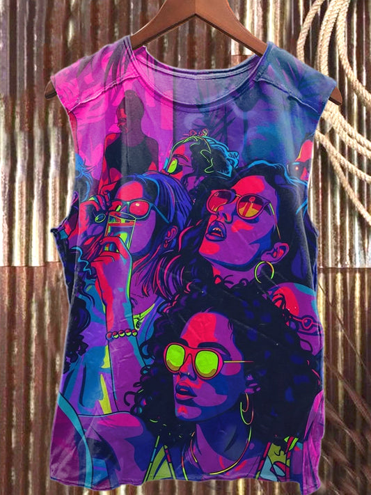 Retro Fantasy World Art Print Casual Tank Top