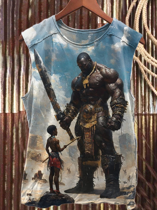 Vintage African Hero Art Print Casual Tank Top