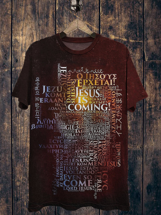 Jesus Printed Vintage Fashion Loose Short Sleeve T-Shirt