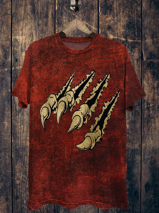 Claw Printed Vintage Fashion Loose Short Sleeve T-Shirt