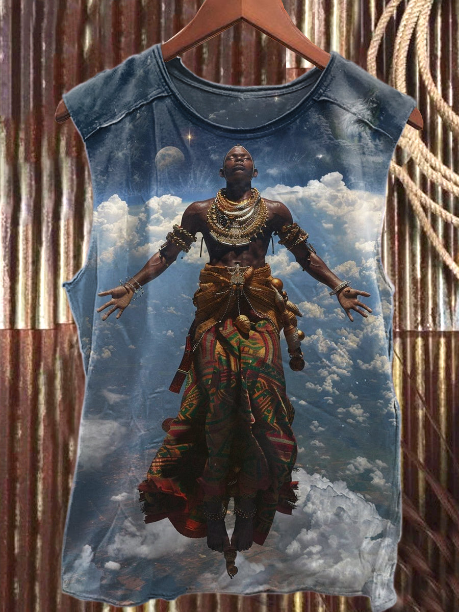 Vintage African Hero Art Print Casual Tank Top