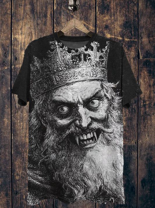 King Printed Vintage Fashion Loose Short Sleeve T-Shirt
