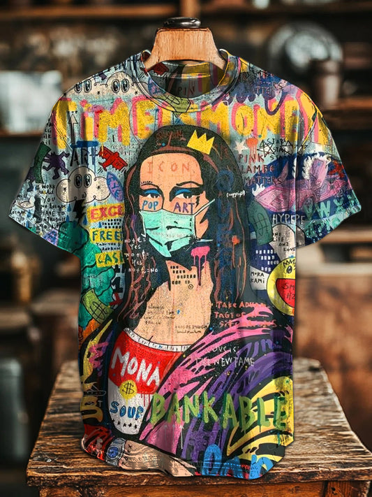 Retro Fashion Graffiti Art Print Casual T-Shirt